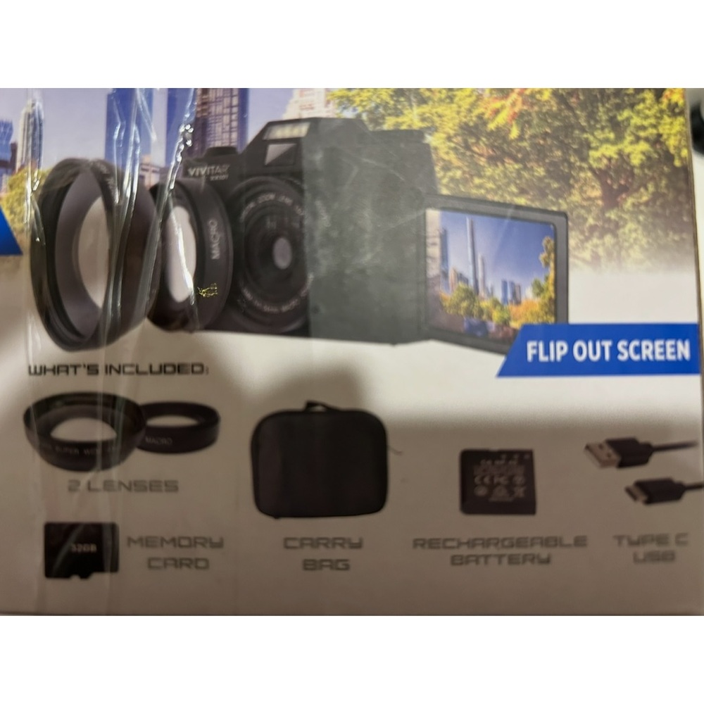 4K WiFi Digital Camera with Macro & Wide Angle Lenses - Blue